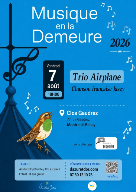 Musique en la demeure - Trio Airplane, chanson fran&ccedil;aise jazzy