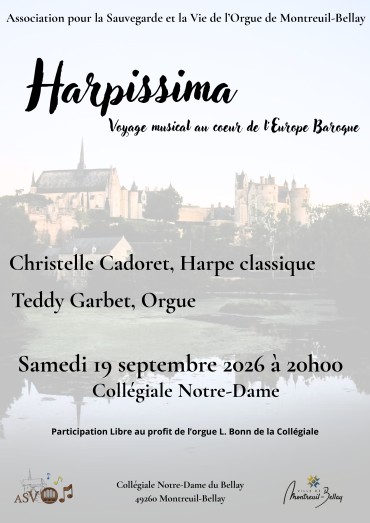 Concert &agrave; la coll&eacute;giale : Harpissima,  voyage musical au coeur de l&rsquo;Europe Baroque 